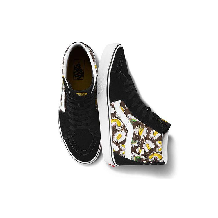 Vans Sk8 Canvas Variant Daisy Print High Top Skate Shoes Unisex Skate Shoes Black VN0A32QG9FV