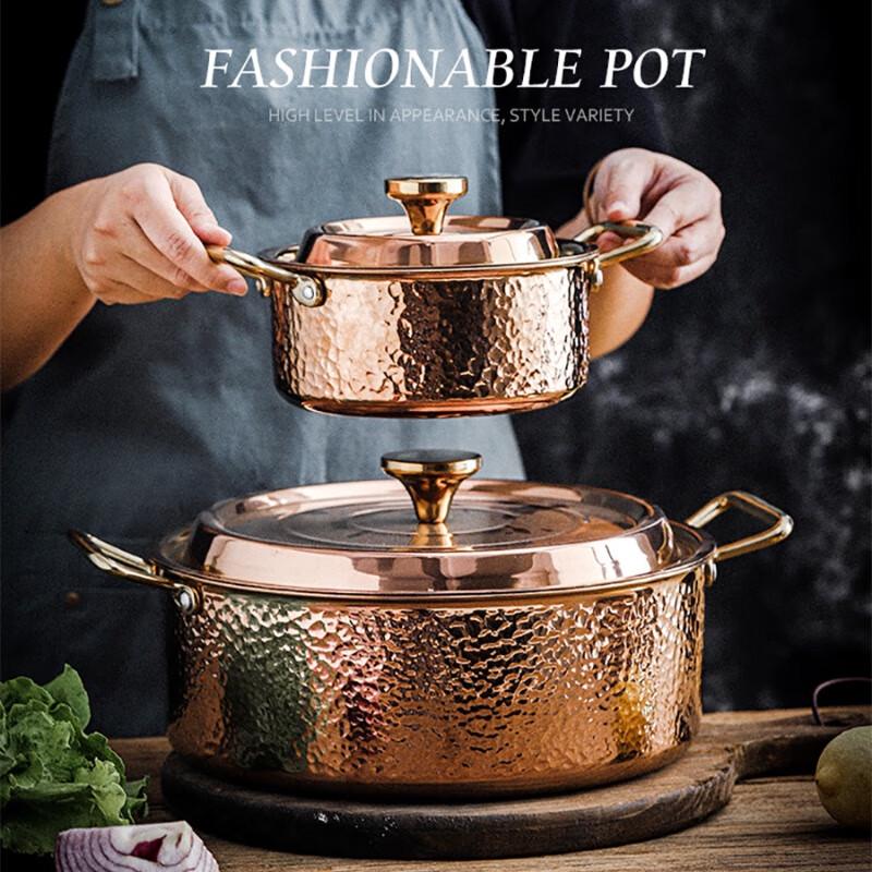 Naijiang 3-Layer Hammered Stainless Steel Deep Soup Pot