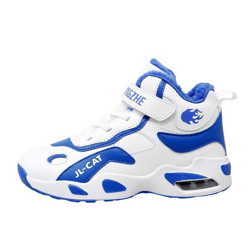 Children's Sports Shoes Winter Velvet Thickened Warm Children's Shoes Medium and Small Children's Leather Waterproof Basketball Shoes Jinjiang Shoes