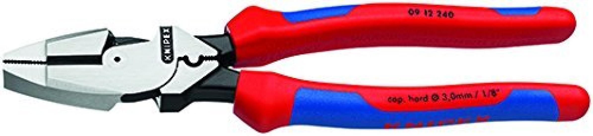 

Knipex 09 12 240 Leverage Pliers with Fish Tape Puller and Crimper 9.5-Inch Ultra-High Lineman s [item]