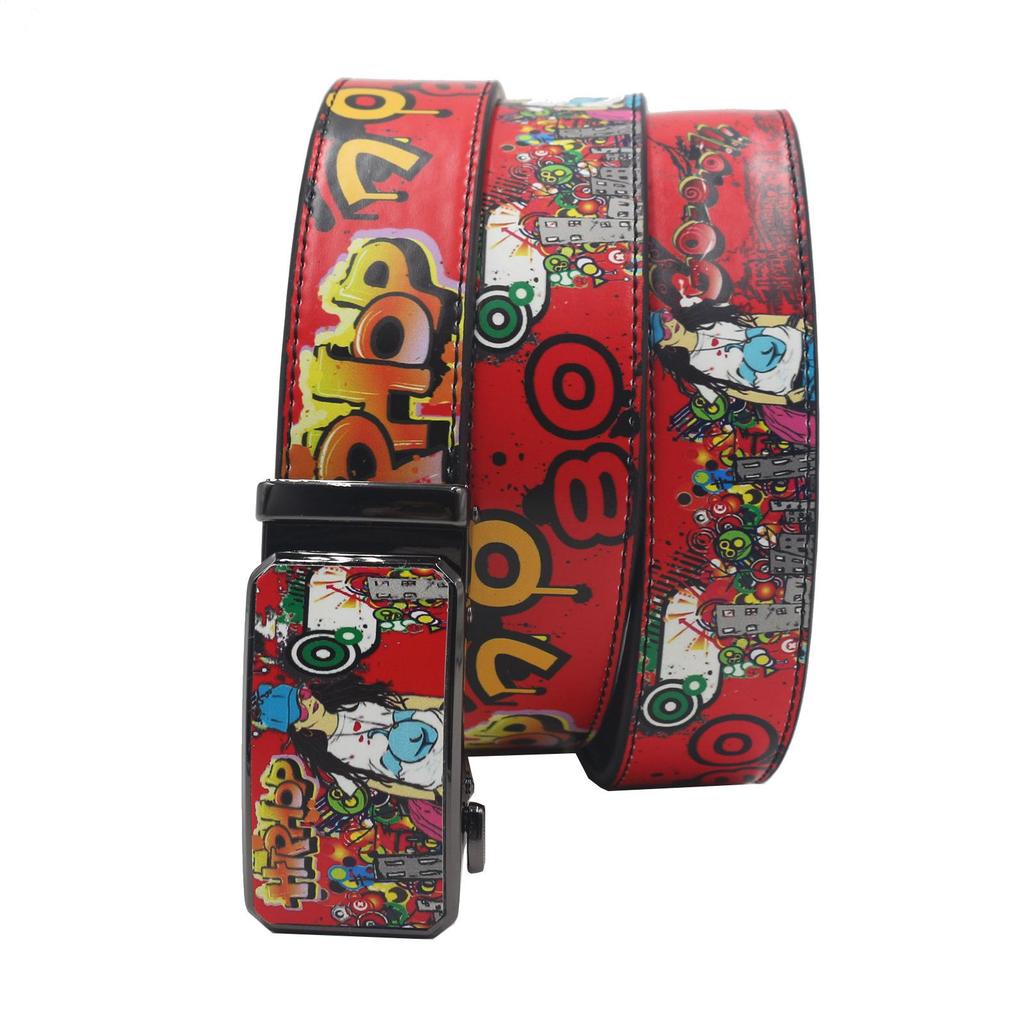 Originaler Lässiger Ledergürtel mit Graffiti-Print - Y2K-Stil, Vielseitiges Europäisch-Amerikanisches Design