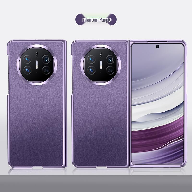 Official Electroplated Genuine Leather Huawei MateX5 Folding Screen Phone Case, Anti-Fall Protection