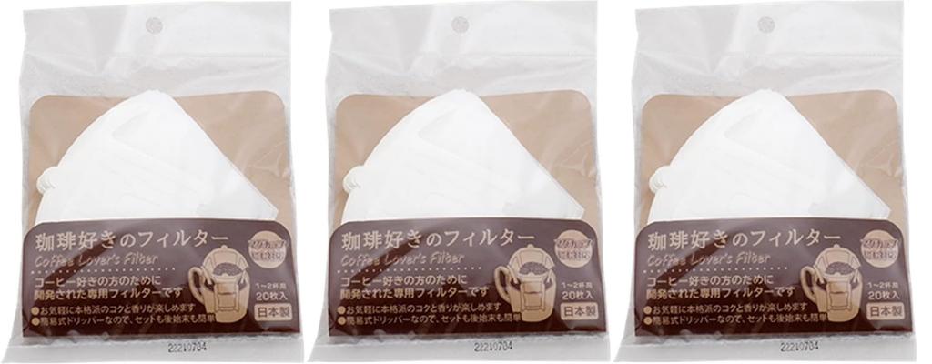 Coffee Disposable Coffee Made in 20 Filters per Pack of 20 Coffee Lover's Filters, Dripper, Japan, (3-Pack Lover's Filters)