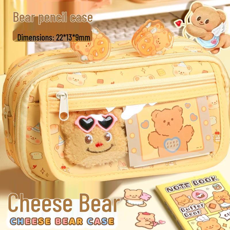 Butter Bear Cute Large Capacity Pencil Case - High Style, Trendy Stationery Box for Girls 2025
