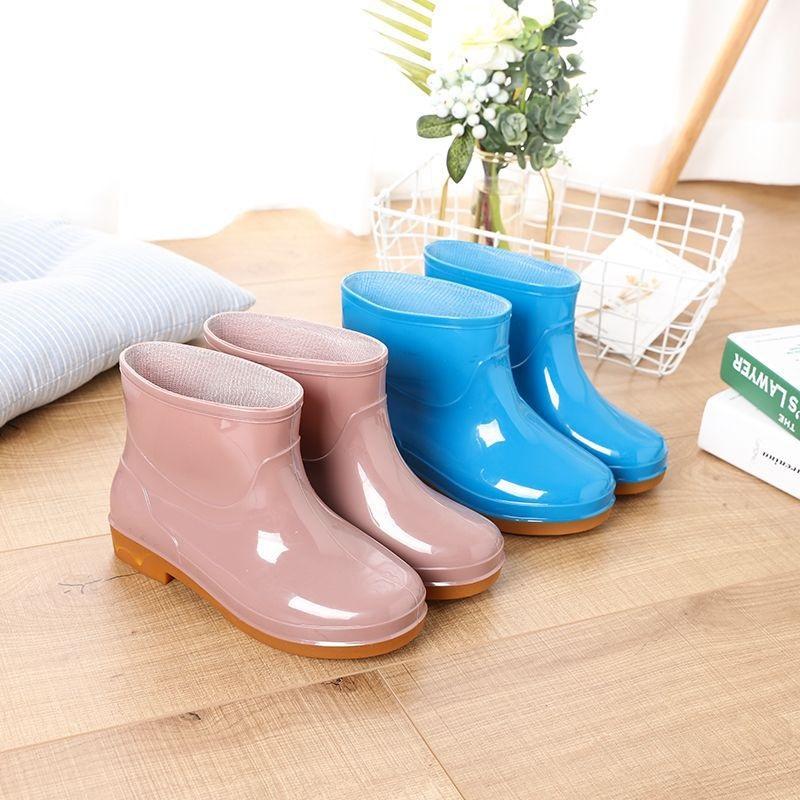 Stivali da Pioggia Corti Impermeabili Antiscivolo Moda Donna Scarpe di Gomma per Lavoro in Cucina