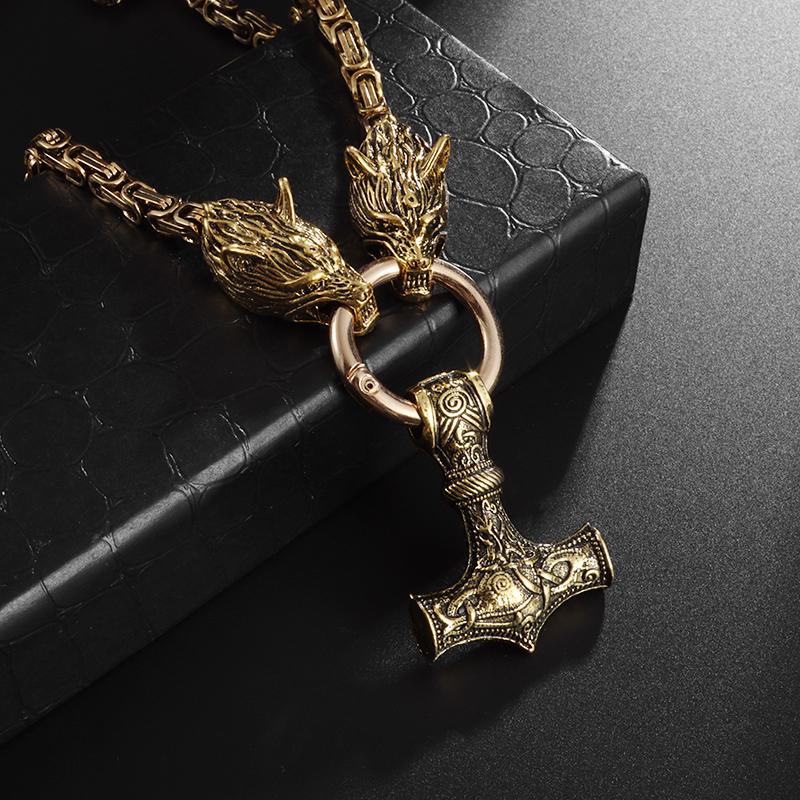 Vintage náhrdelník vlčí hlavy pro muže Těžký byzantský řetízek Vysoce kvalitní náhrdelník Šperky Amulet Dárek