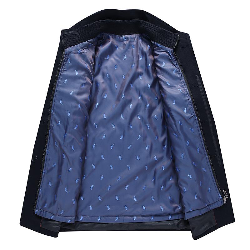 Autumn/Winter Men's Non-Iron Woolen Business Coat with Thick Lining, Fashionable.