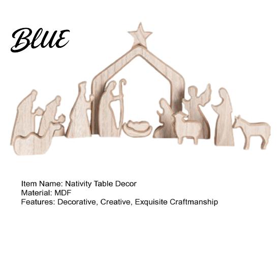 Christian Christmas Ornaments Nativity Table Decorations Wooden Scene Sculpture Stable Baby Wood Crafts Saint And Animal Figurines for Holiday Party