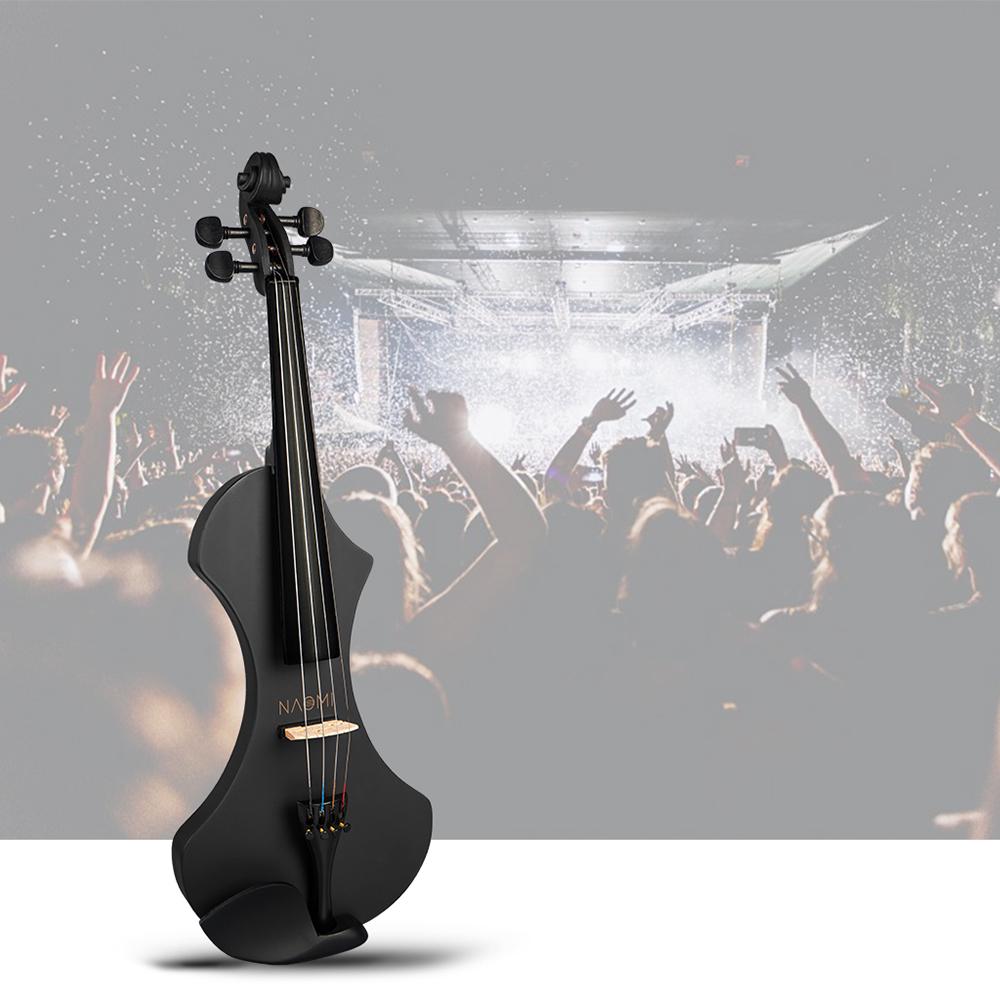 NAOMI V1 Serie 4/4 Elektrische Violine in voller Größe, handgeschnitzter Violinenkorpus aus Massivholz mit Brasilholz