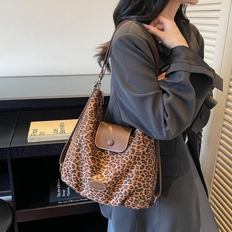 Leopard Print Large Capacity Crossbody & Shoulder Bag for Women - 2025 Leather Suede Tote