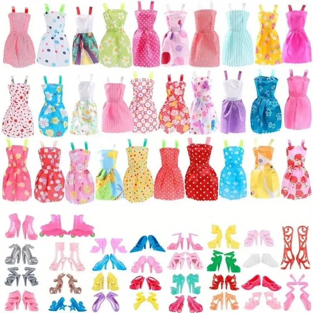 46Pcs Random Doll Accessories Girl Shoes Boots Mini Dress Magic Sticks Necklaces Glasses Clothes Kids Toys for 11.5 Kid Friendly Entertaining Fun Play