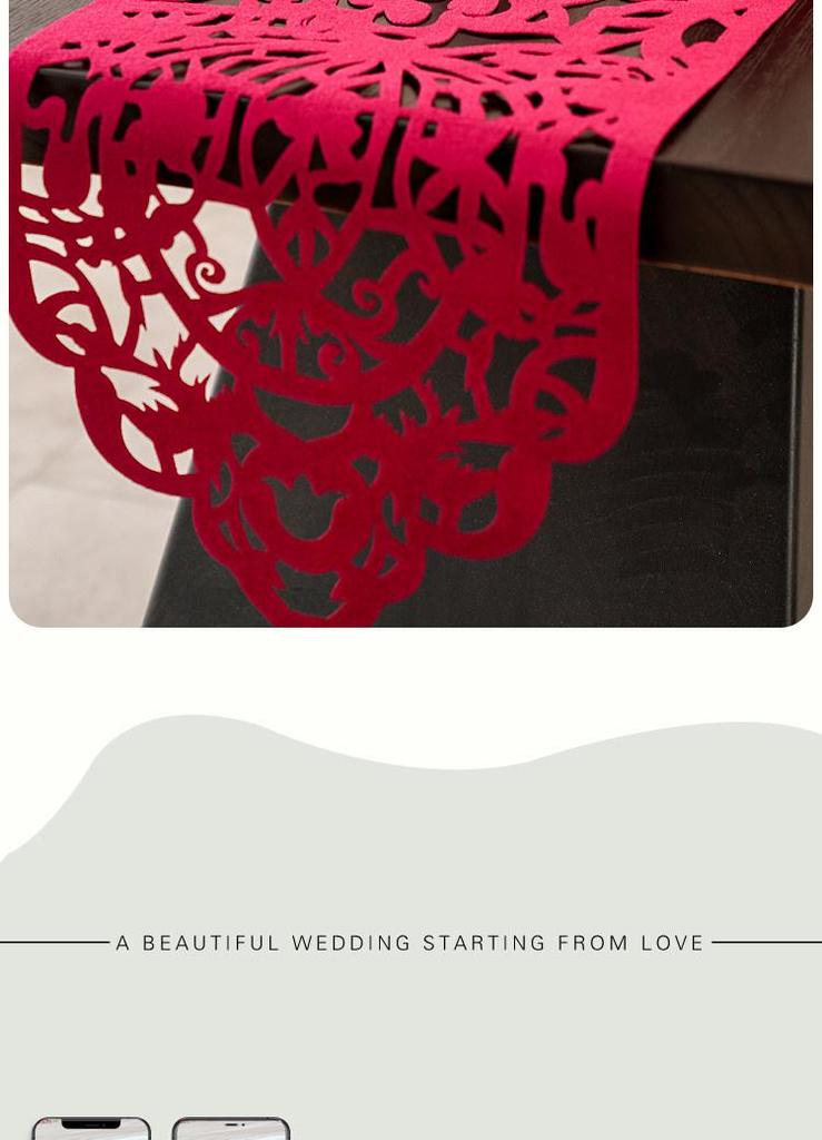 Chinese Wedding Table Runner with Tassels - Dragon & Phoenix Design