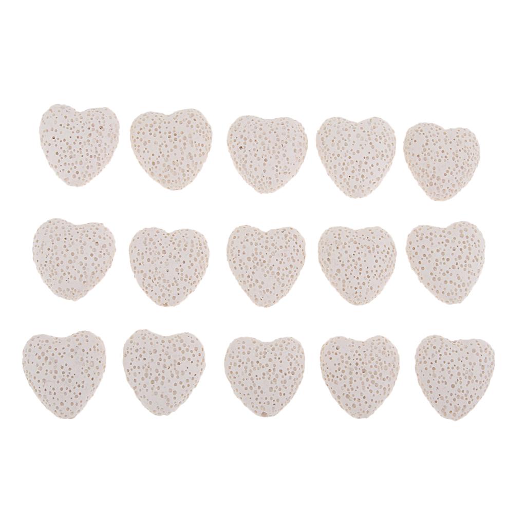 10 natürliche Lavagestein-Vulkanstein-Herzperlen für DIY-Schmuckherstellung, weiß
