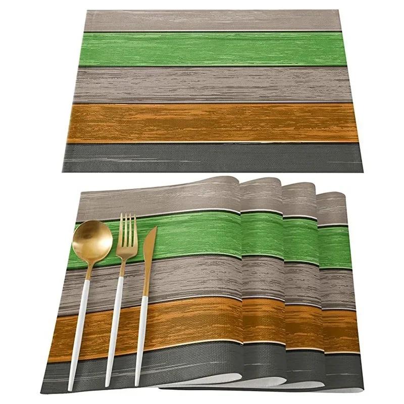 4/6/8pcs Vintage Wood Grain Printed Placemats Suitable for Table Decoration Floral Pattern Washable Home Décor and Holiday Gifts