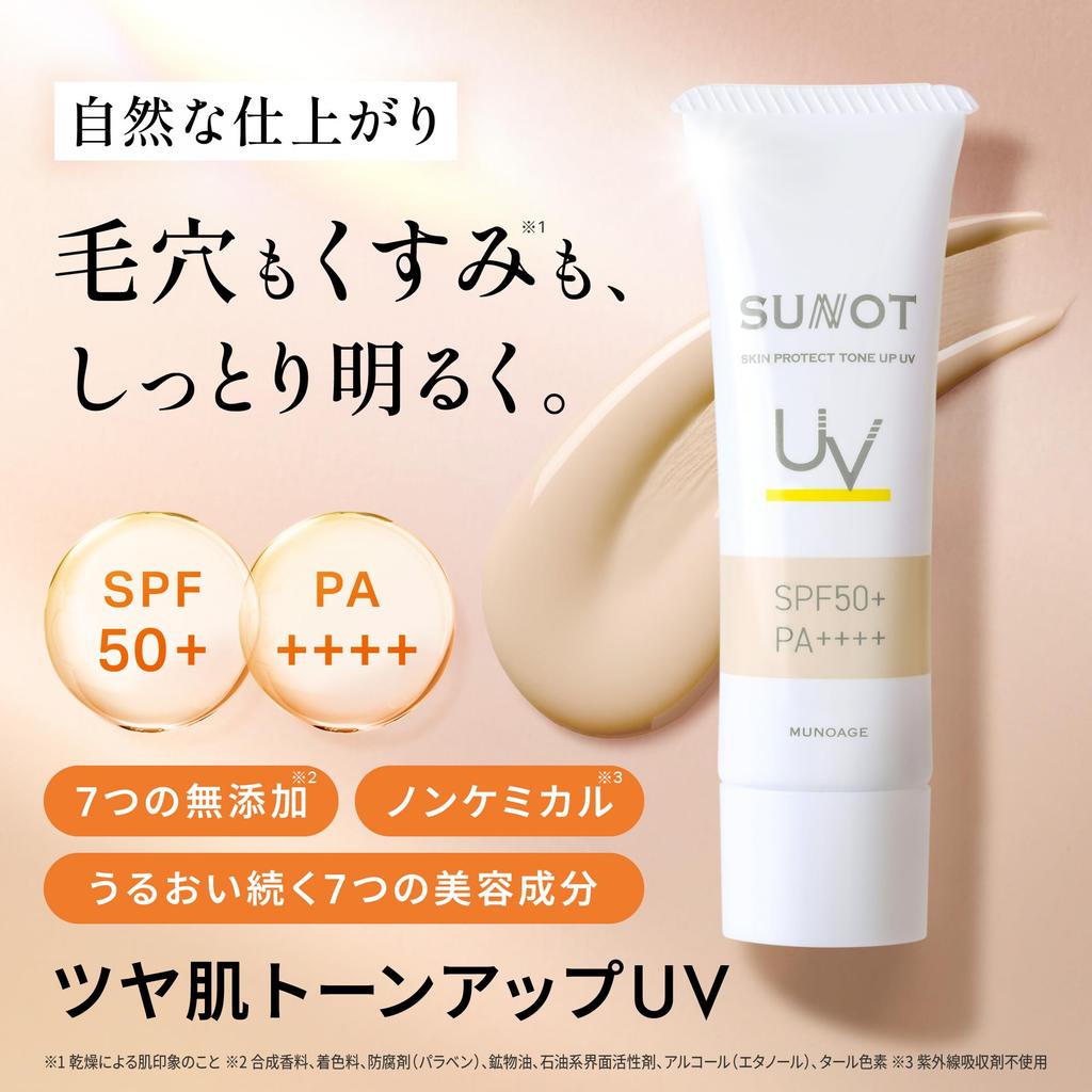 Sunnot Skin Protect Tone Up UV [SPF50+PA++++] 25g x Set - Face Makeup Base, Sunscreen, No UV Absorbers, High Coverage, Peptides, Sensitive Skin,