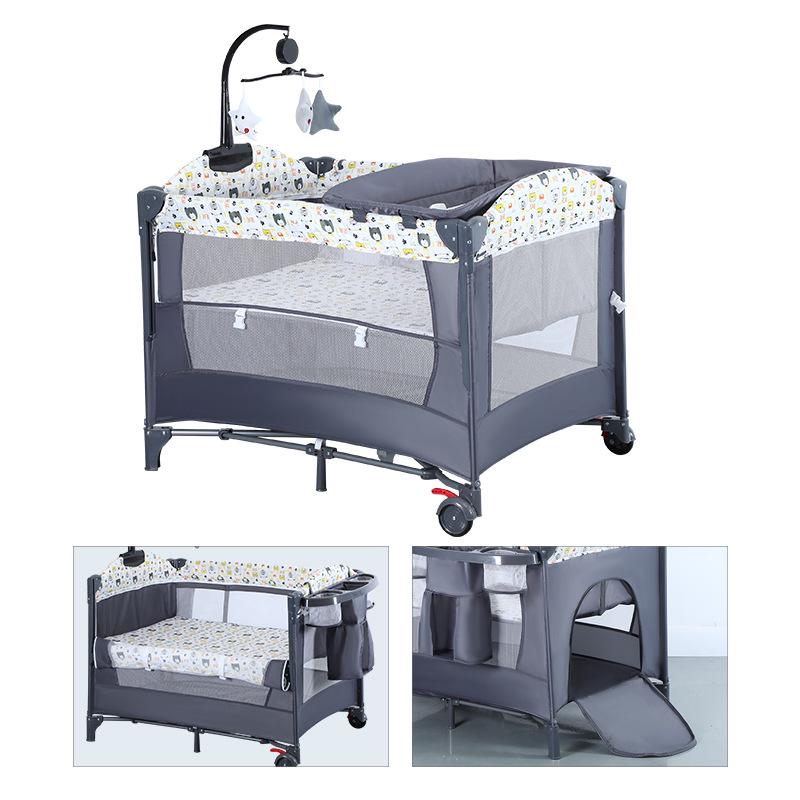 Adjustable Folding Baby Crib - Multi-functional Bedside Sleeper & Newborn Play Area