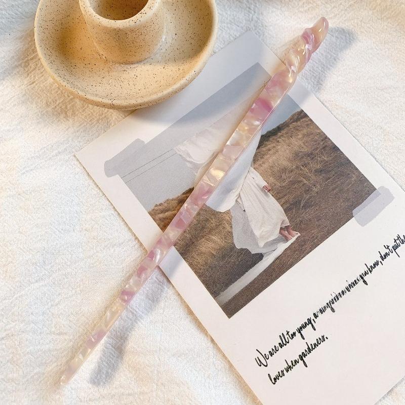 Chinese Style Floral Print Hair Sticks Vintage Acetate Resin Women Hairpins Clip Pin Headwear Wedding Jewelry Accessories