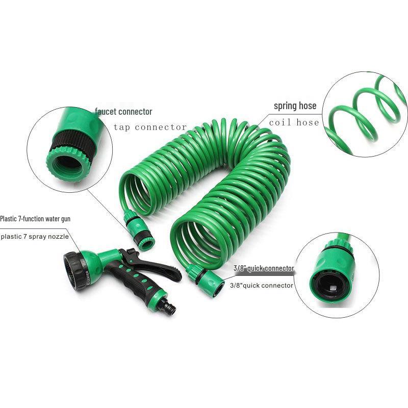 15m Ausziehbarer Gartenschlauch & 7-Funktionen Sprühpistole Set