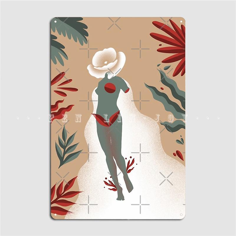 

Ботанический женский силуэт, металлический знак, настенный паб, украшение для кухни, гаража, жестяная вывеска, плакат 20x30cm