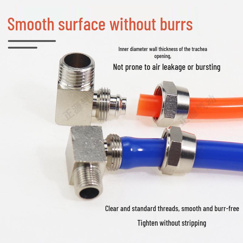 Nickel-Plated Brass Pneumatic Elbow Quick Fitting, Right Angle, Male Thread, PL4-M5 6-01, 8-02, 10-03/PL12-04