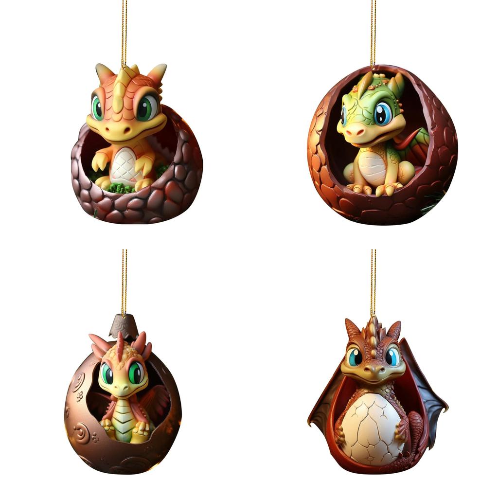 Cartoon Dragon Egg Car Hanging Decoration Christmas Tree Ornament Gift Acrylic/glass Material Cartoon Style Multiple Color Options Interior Car Decor