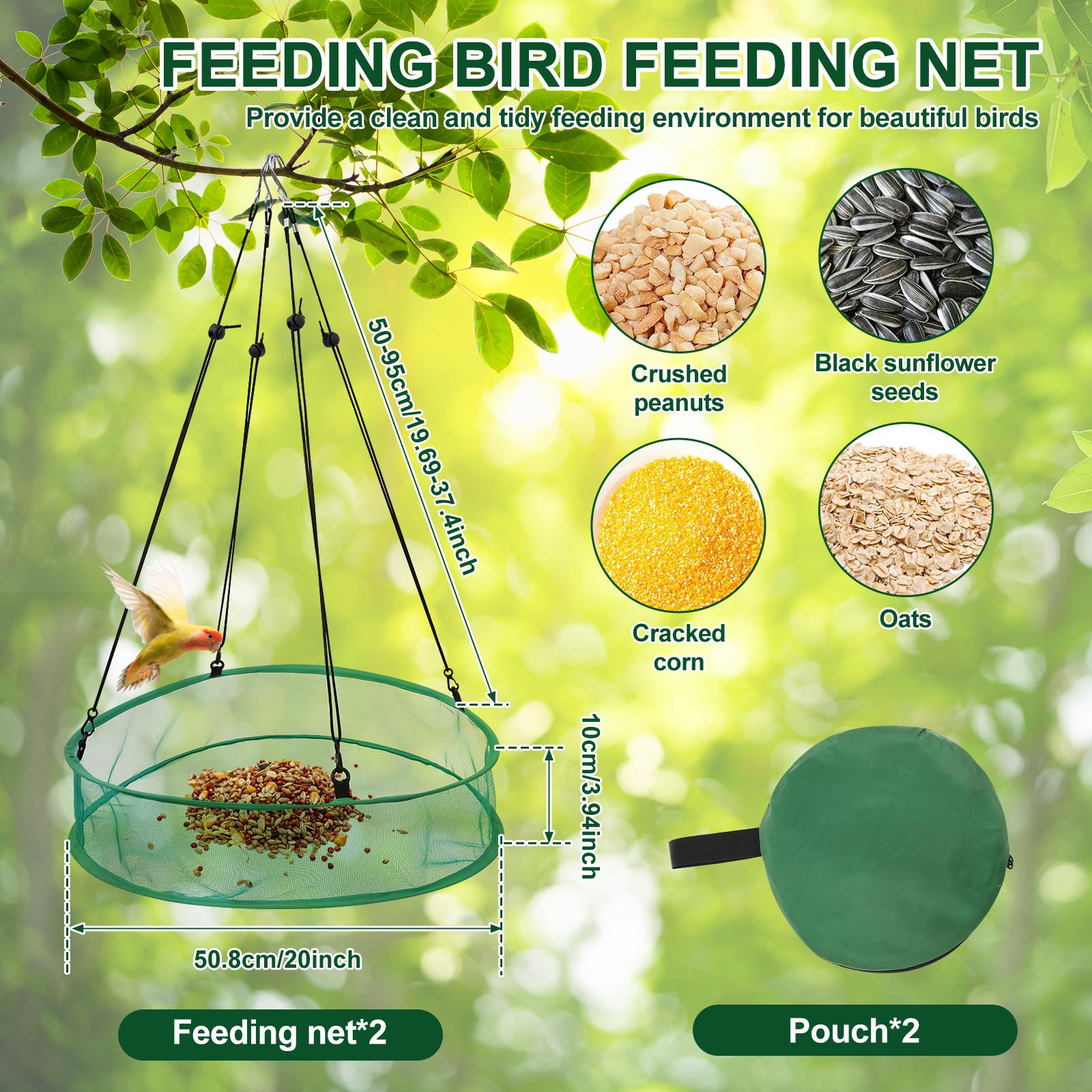 

2Pcs Bird Seed Catcher Tray Universal Mesh Bird Feeder Tray with Hook 20 Inch Hanging Bird Feeder for Outdoor Garden Lawn Patio