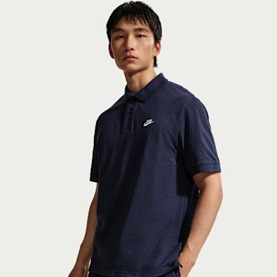 Nike Club Polo Shirts Men s Obsidian Black/White Polo Collar Moderate S
