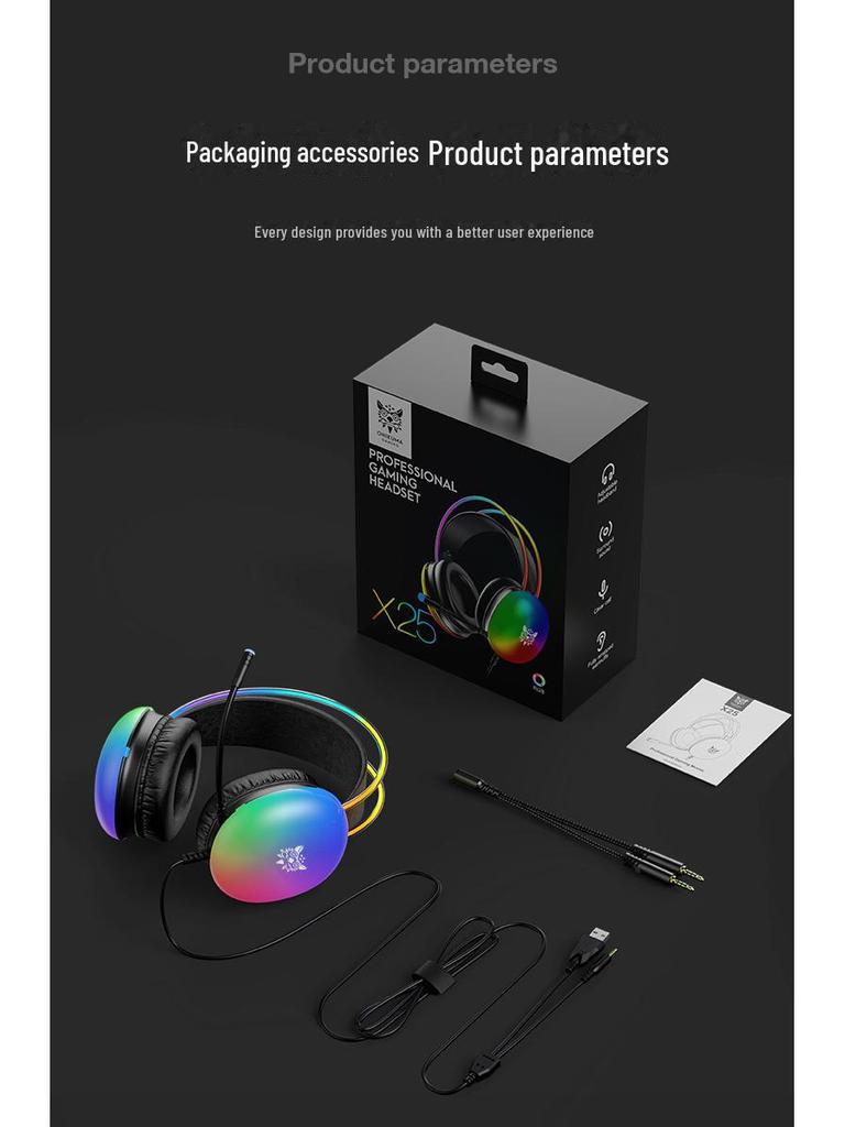 X25 Gradient Dynamic Lighting Headset: Gaming Headset with Cross-Border Design for E-Sports Enthusiasts.
