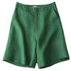 Women Summer Shorts Pocket Breathable Solid Color Straight Knee Length Daily Wear Loose High Waist Wide Leg Lady Shorts Female Clothes