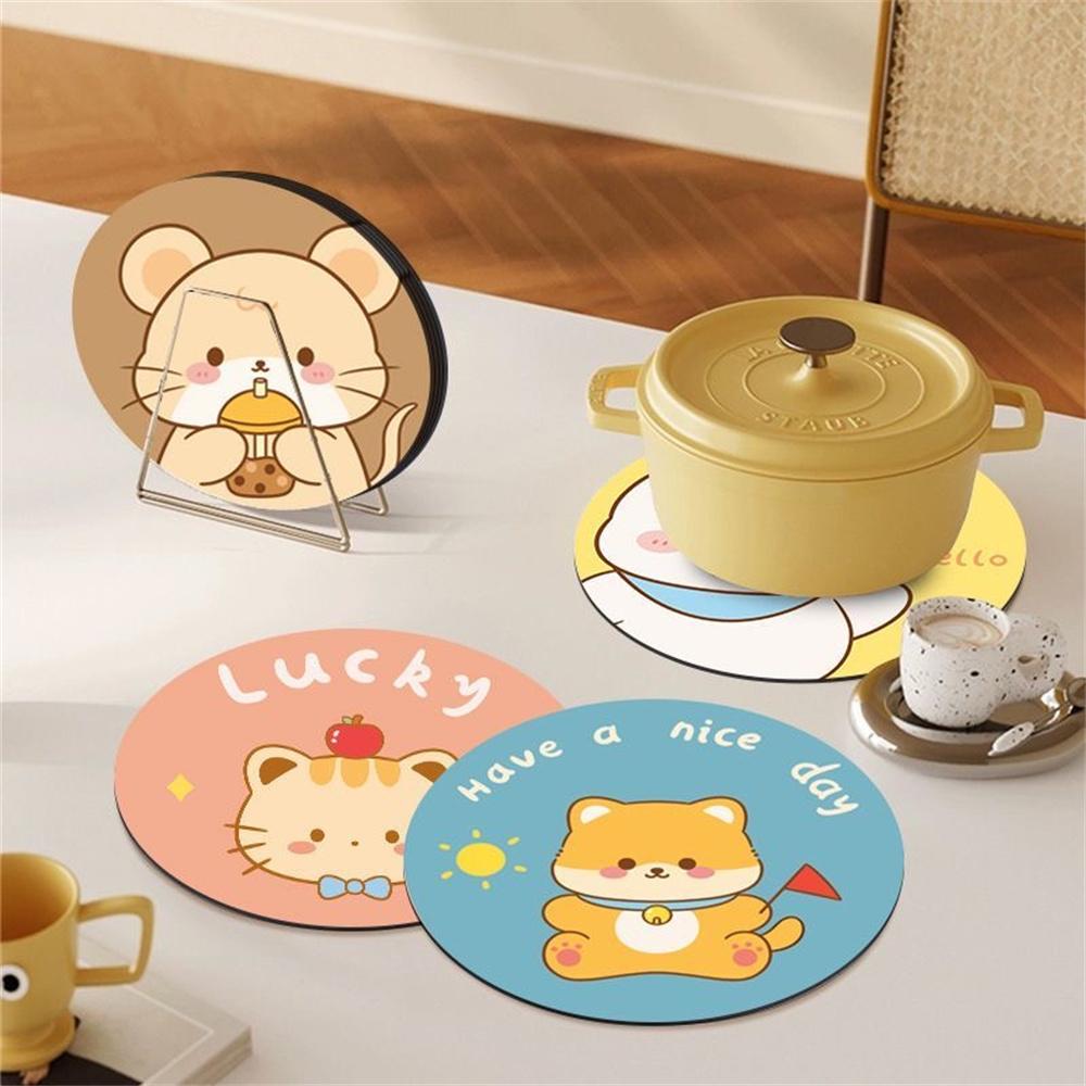 Cartoon Kieselgur Tassenuntersetzer, rutschfester Topfuntersetzer, wärmeisolierender Untersetzer, hochwertiger Teeuntersetzer, kreatives und niedliches Kaffee- und Teeset