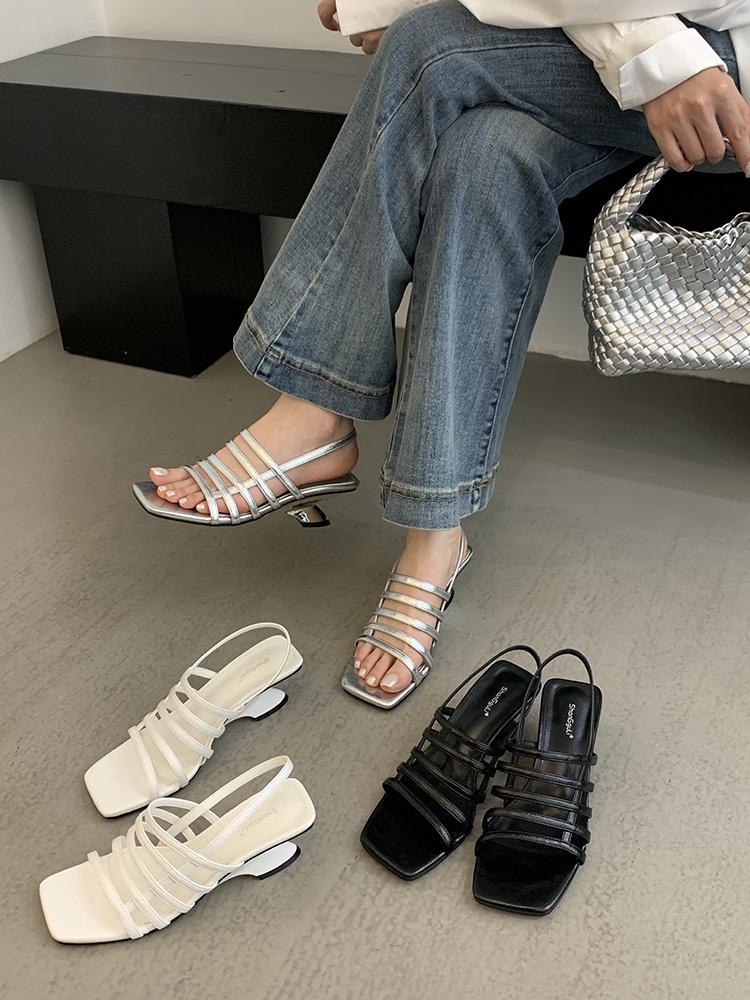 Fashion 2025 Newest Narrow Band Summer Gladiator Sandals Open-Toe Slingback Woman Sandals Mules Dance Shoes Desinger Zapatos De Mujer