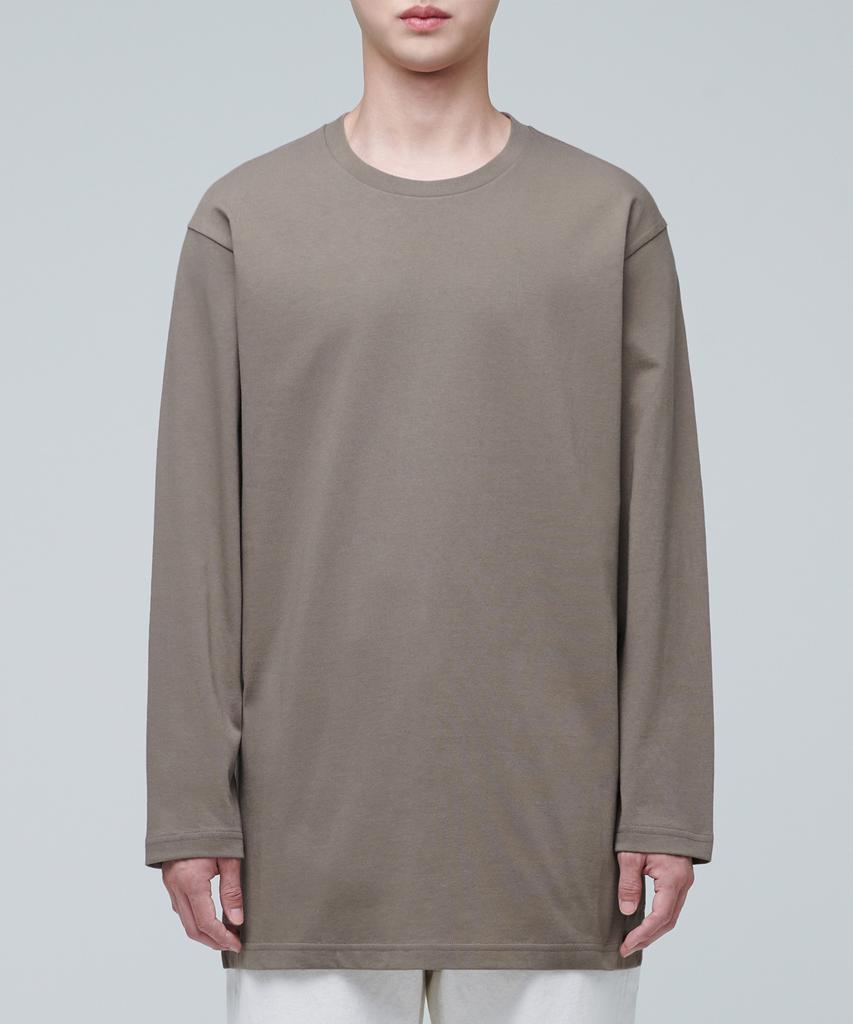 MUSINSA STANDARD Layered Crew Neck Long Sleeve T-Shirt_Long Length [Cocoa]