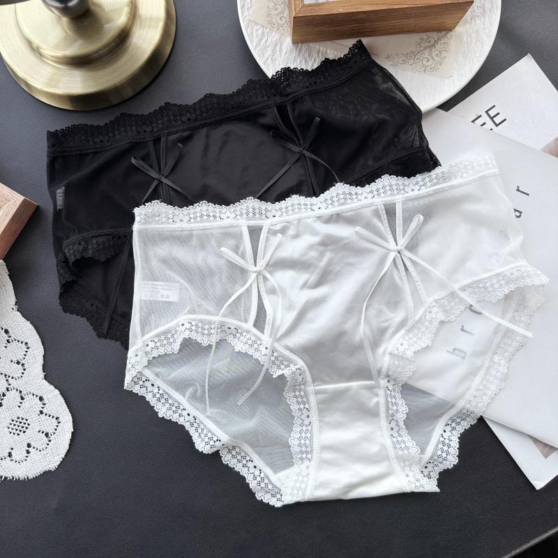 Ladies Spring Summer Cute Hollowed-out Ice Silk Gauze Careful Machine Low Waist Sexy Panties