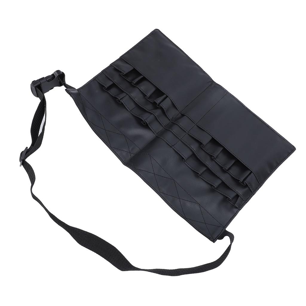 Makeup Brush Waist Bag Multi Pockets PU Cosmetic Makeup Brush Pouch with Artist Belt Strap