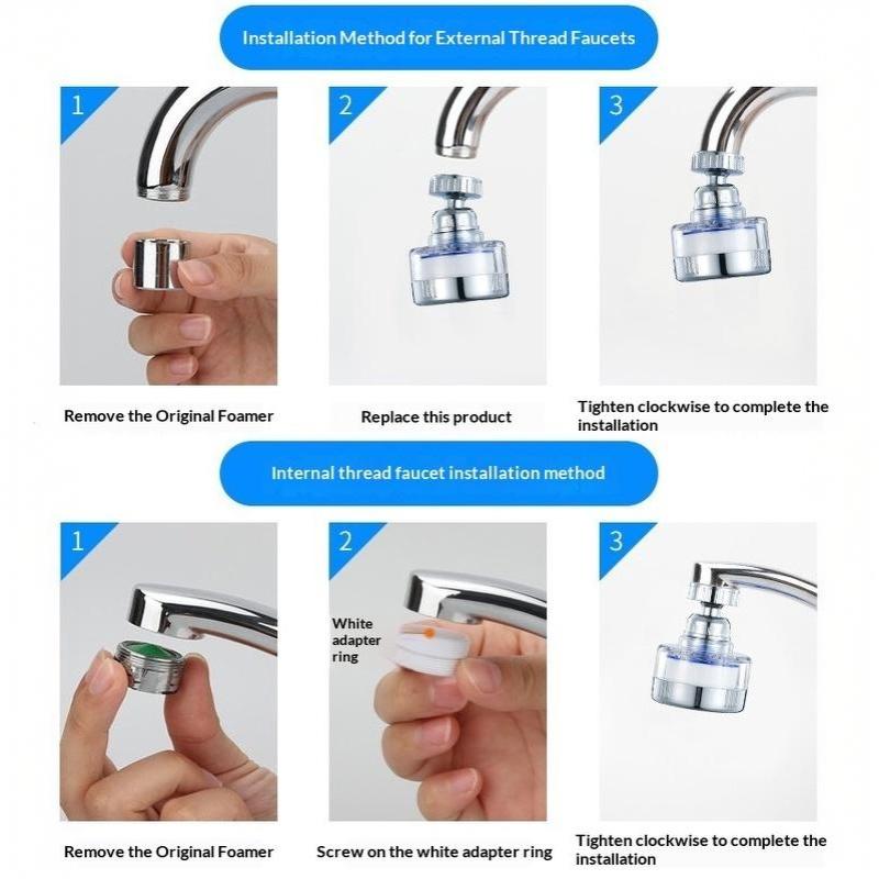 Kitchen Faucet Water Filter 360 Degree Pressurized Universal Faucet Aerator Sink Bathroom Accessories