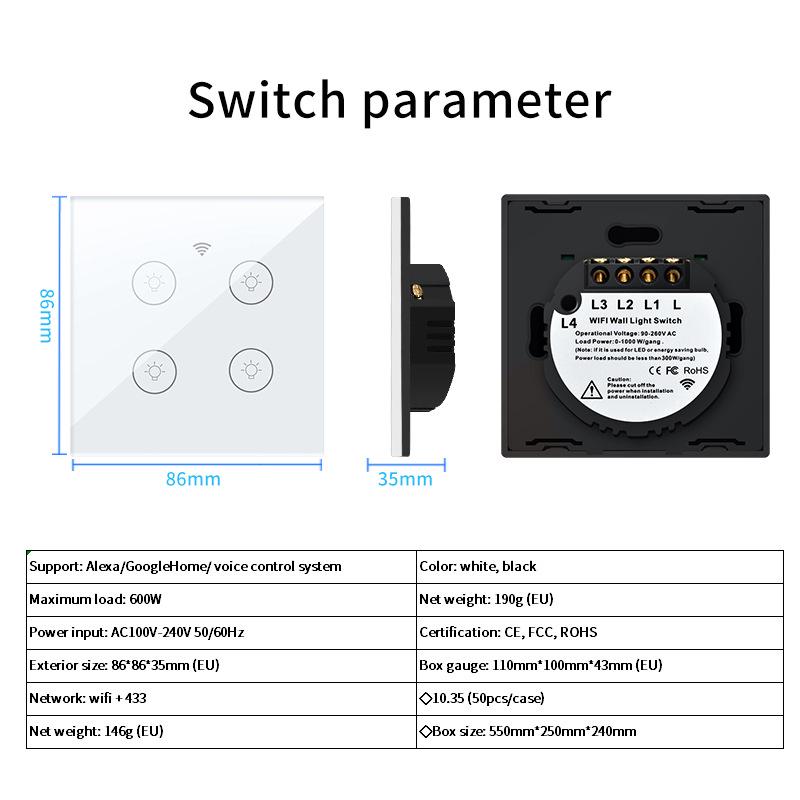 Graffiti WiFi & 433MHz Touch Switch with Alexa Voice Control