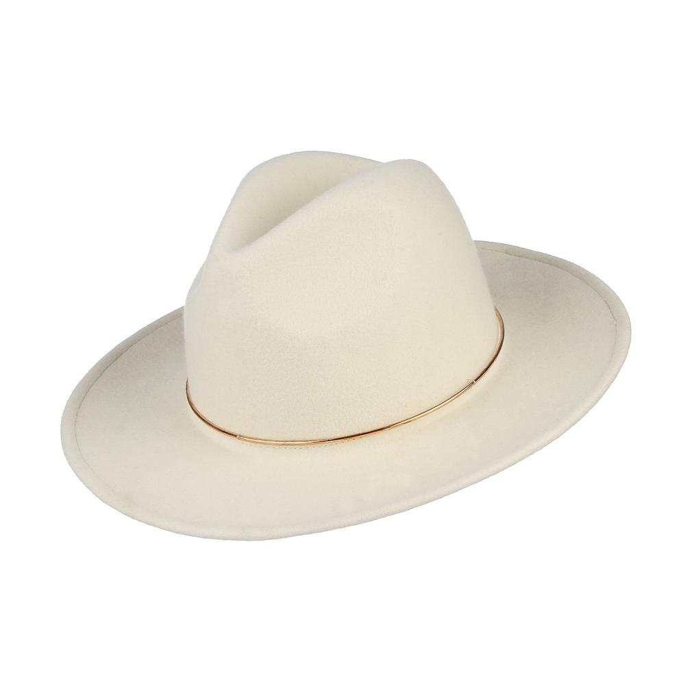 100% Wool Hat White Felt Fedoras Hat 