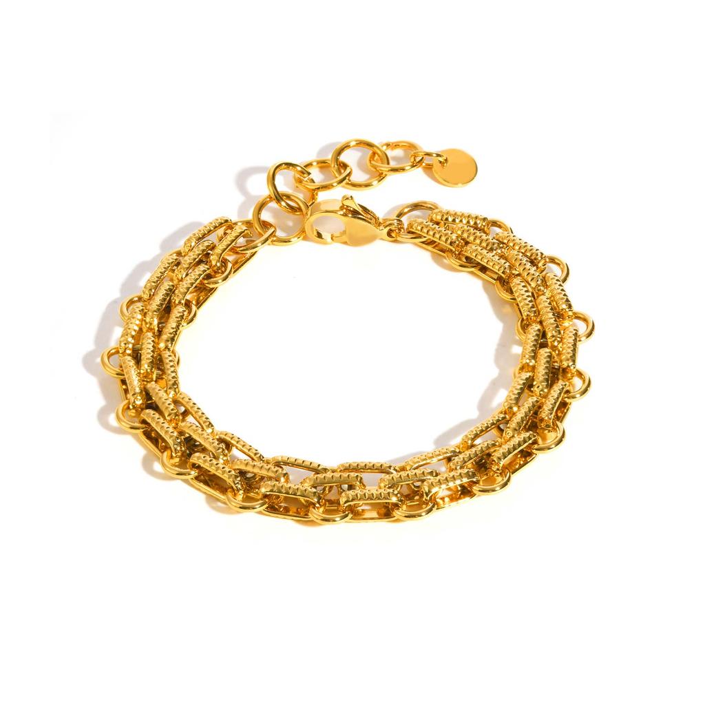 Stainless Steel Multiple Chunky Thick Chain Bracelet for Women Gold Plated Twist Irregular Geometric Bracelets Jewelry Gift