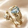 Ring New Gold Crown Sea Blue Diamond Women's Ring Internet Celebrity Handmade Ring
