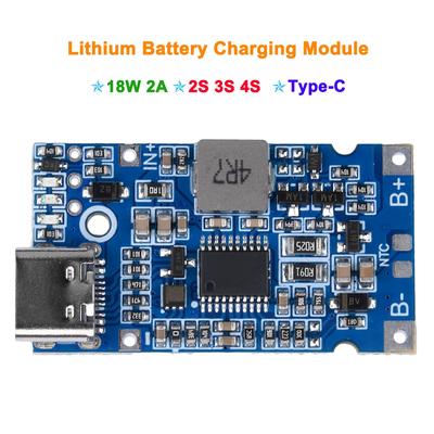 Typ-C USB 2S 3S 4S BMS 4,5V-15V 18W 2A Lithium-Batterie-Lademodul Unterstützung QC Schnellladeplatine