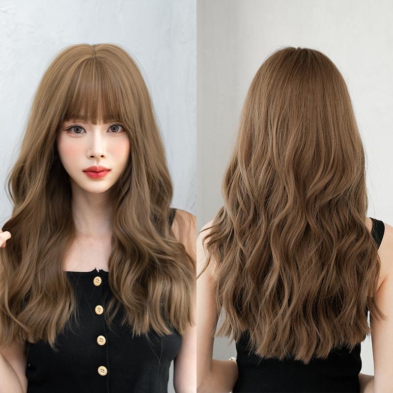 Professional  WIGS Long Body Wavy Sakura Pink Wig for Sweet Girl High Density Synthetic Loose Curly Hair Wig with Bangs Beginner Friendly