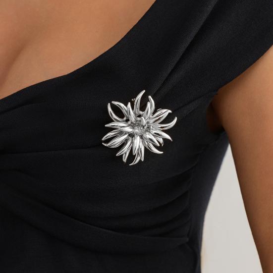 Metal Sparkler Brooch for Women, Abstract Daisy Pin, 2 In 1 Convertible Ring Corsage for Coat Suit Jacket, Trendy Gift