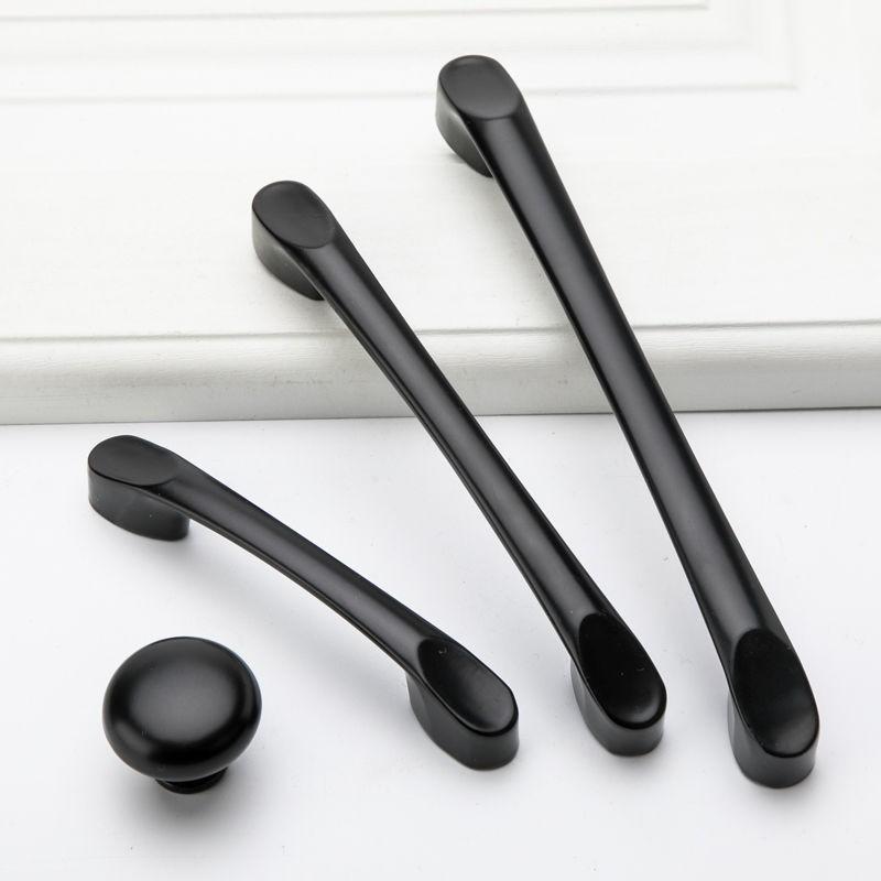 Aluminum Black Cabinet Pull Handle Drawer Wardrobe Door Single Hole Bow Shape Modern Hardware