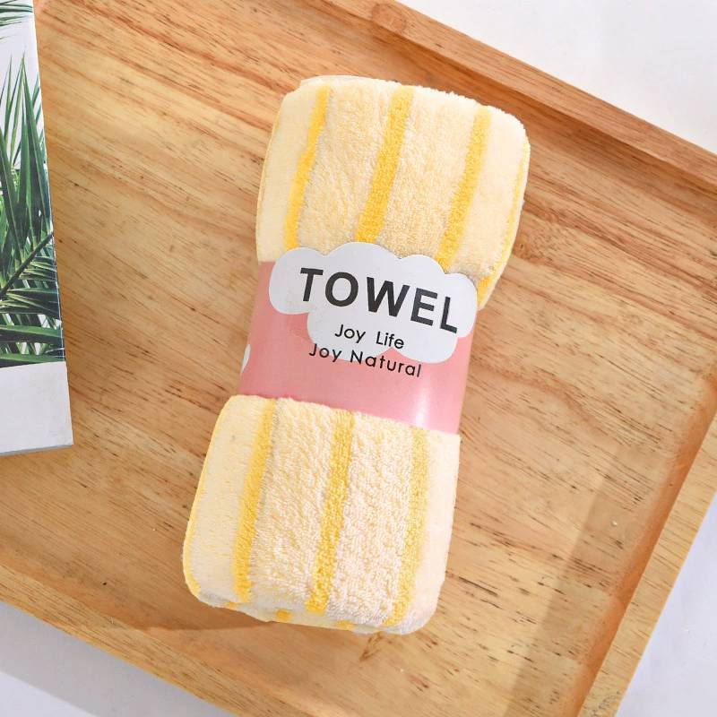 Coral Fleece Towel With Thick Absorbent Stripes For Home Use And Giftgiving