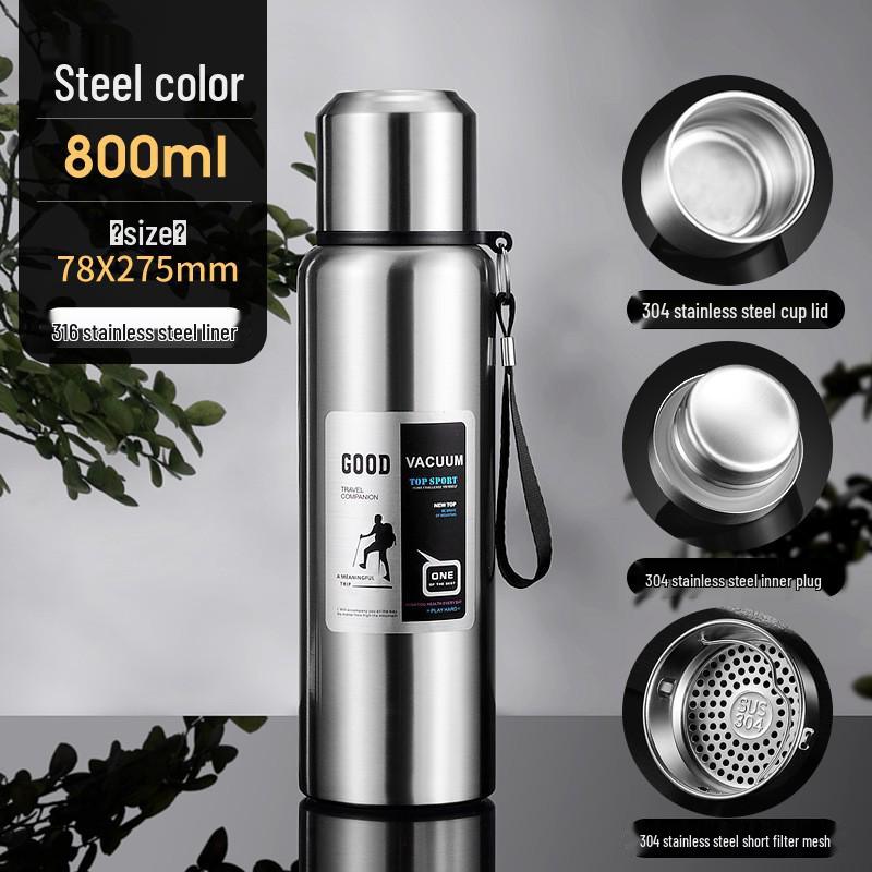 316 Stainless Steel Insulated Travel Flask - Large Capacity & Portable for Outdoor Use