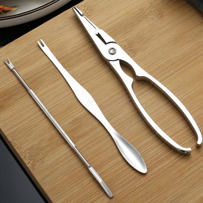 Conjunto de Ferramentas para Frutos do Mar com 4 Peças Pinças para Caranguejo Camarão Frutas Garfo Colher Conjunto de Ferramentas para Quebrar Nozes Castanhas Lagosta Caranguejo Acessórios de Cozinha