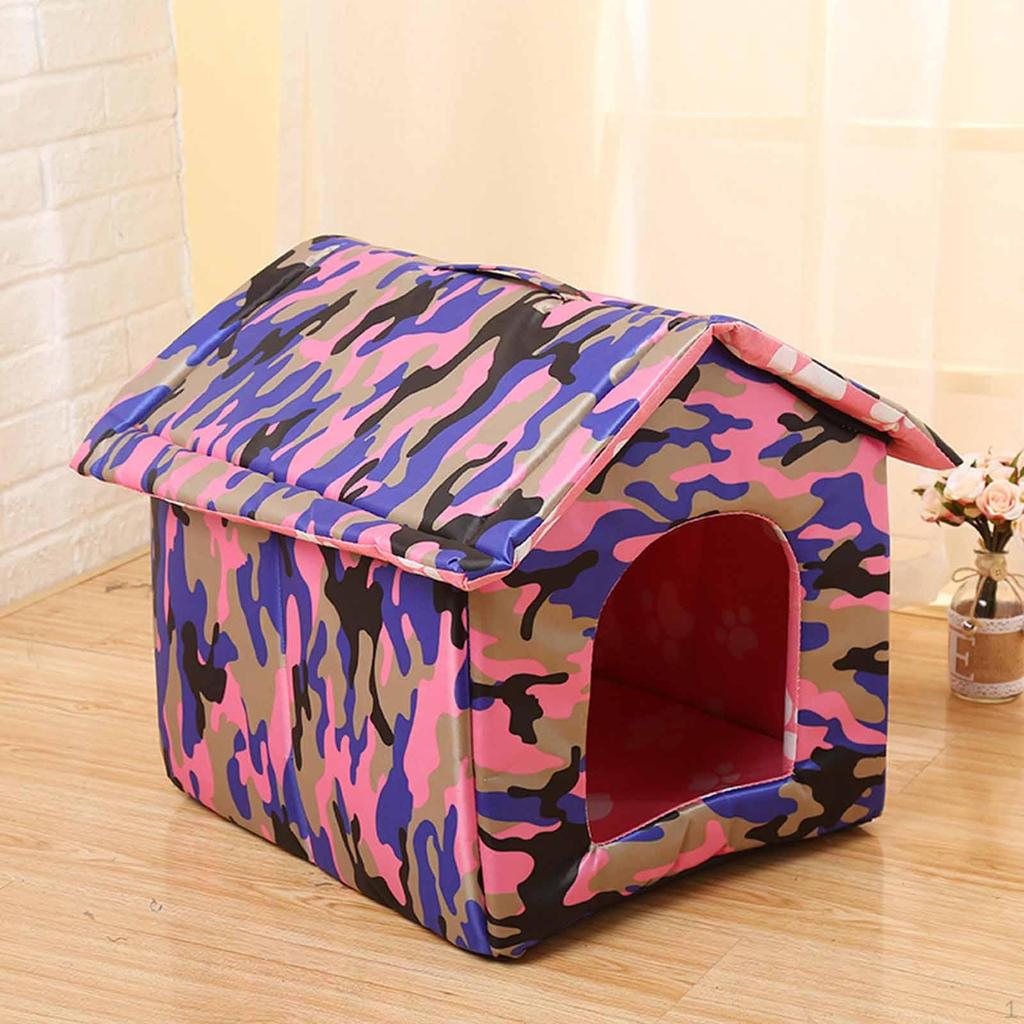 Außenkatzenhaus Hundehütte Abnehmbarer Zwinger Waschbarer Winterschutz Haustierhöhle Bett für Rasen Innen