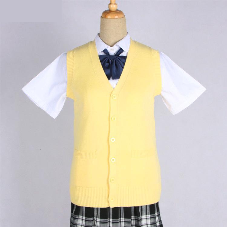 Japanese Girl College Students Sweater Waistcoat V-neck JK Uniform Knitted Cardigan Vest Campus Spring And Autumn Daily Clothes