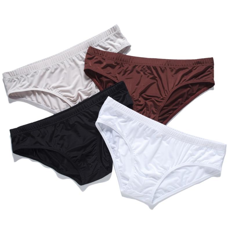 Men'S Briefs Sexy Ultra-Thin Transparent Panties Ultra-Thin Ice Silk Breathable Low Waist U Convex Pouch Lingerie Underpants