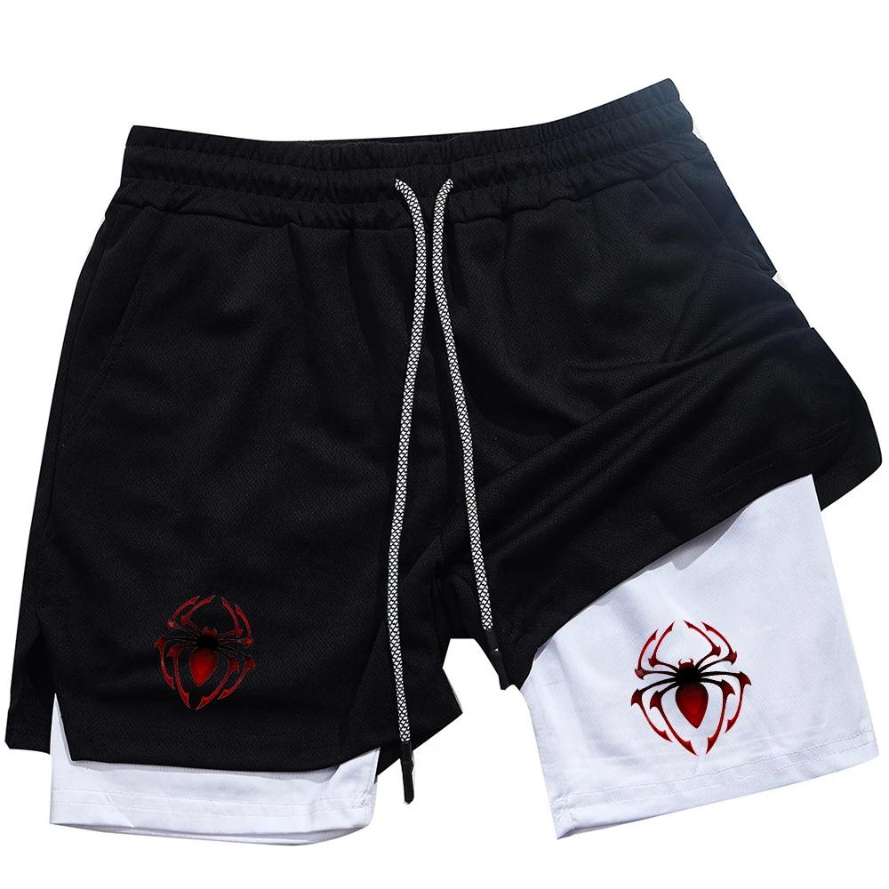 Muay Thai Kick Boxing MMA Shorts Spider Men Women Unisex Casual Sportswear Double Layer Quick Dry Breathable Training Sport Gym Fitness Workout